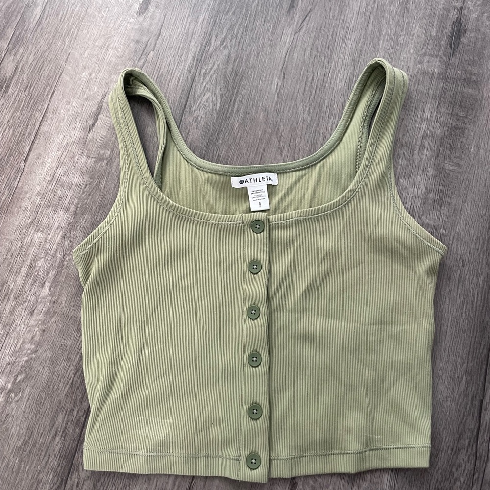 Athleta Ribbed Button-Down Crop Top